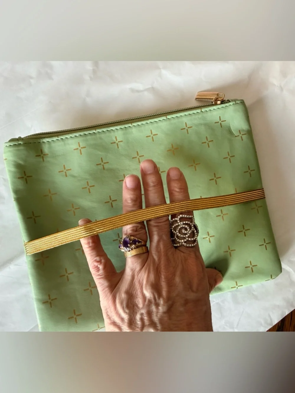 Mark & Martha Waterproof Green and Gold Planner Pouch